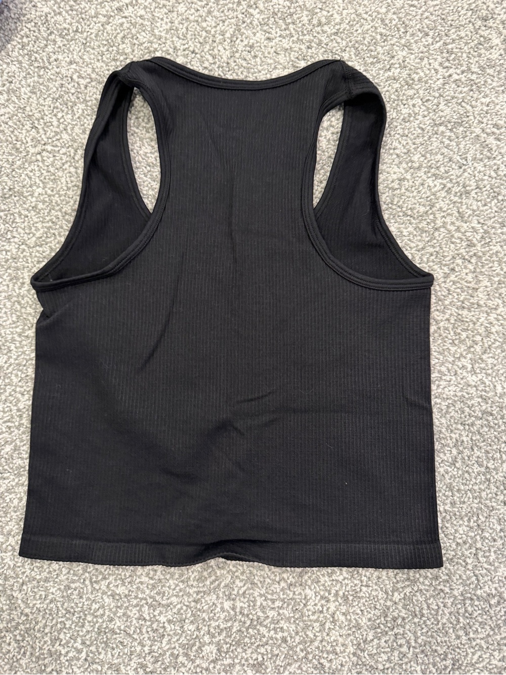 Black Ribbed Racerback Crop Tank Top - - Picture 2 of 2